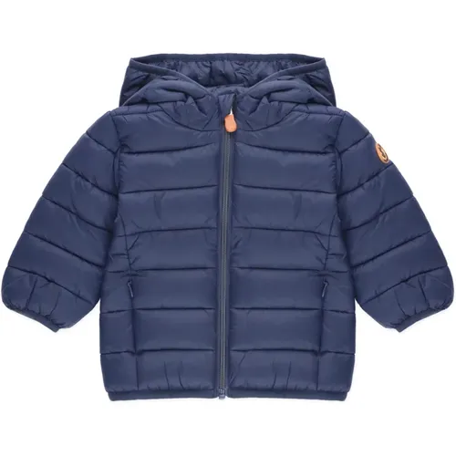 Blaue Steppjacke mit Kapuze , Herren, Größe: 74 CM - Save The Duck - Modalova