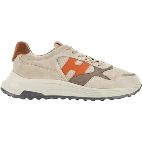 Wildleder-Sneaker mit orangefarbenem Logo , Herren, Größe: 44 EU - Hogan - Modalova