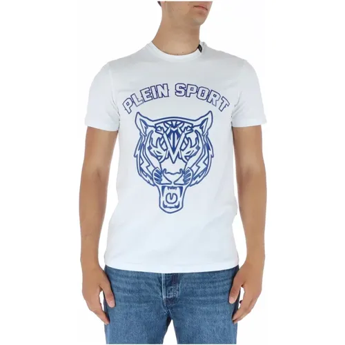 Weißes Bedrucktes Rundhals-T-Shirt , Herren, Größe: XL - Plein Sport - Modalova