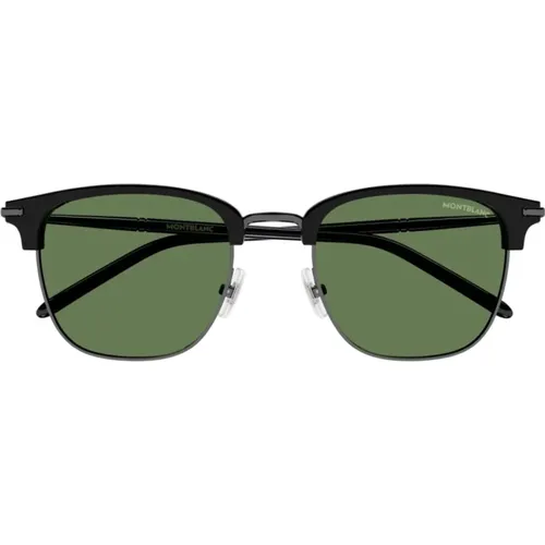 Herren Clubmaster Sonnenbrille mit schwarzem Rahmen und grünen Gläsern - Montblanc - Modalova