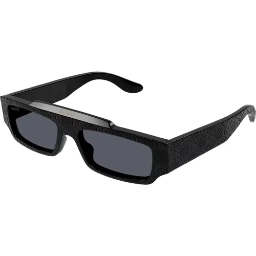 Schwarze/Graue Sonnenbrille , Herren, Größe: 55 MM - Gucci - Modalova