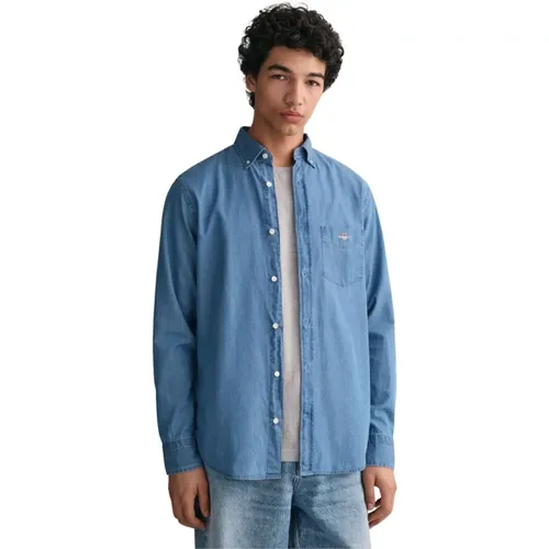 Indigo Shirt - Regular Fit , male, Sizes: 3XL, XL, S, M, L, 2XL - Gant - Modalova