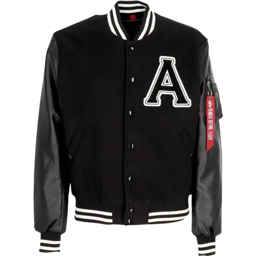 College Jacket with Embroidered Patches , male, Sizes: S - alpha industries - Modalova