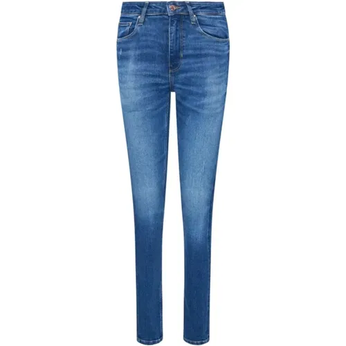 Blaue Super Skinny Patched Jeans , Damen, Größe: W24 - Guess - Modalova