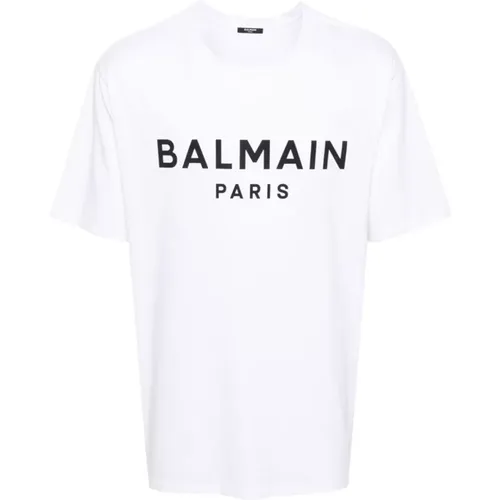 Logo Print Crew Neck T-shirt , Herren, Größe: 3XL - Balmain - Modalova