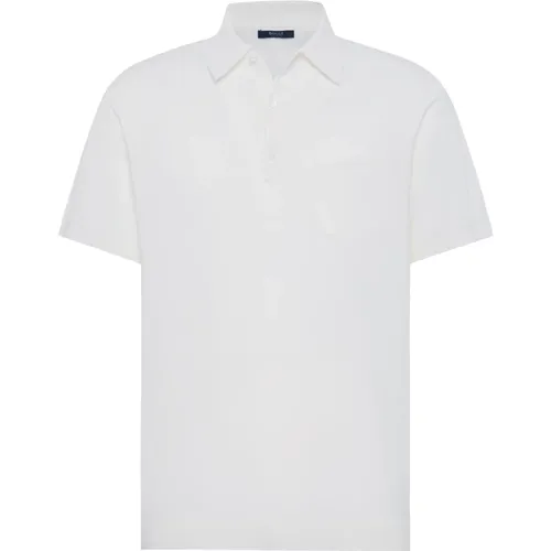 Baumwoll-Crêpe-Strick-Poloshirt,Baumwoll-Crêpe-Strickpolo-Shirt - Boggi Milano - Modalova