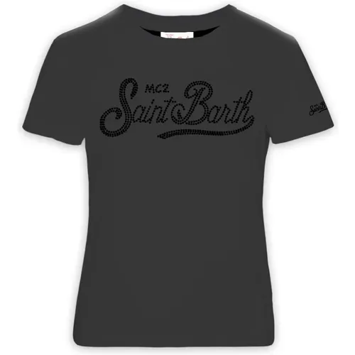 Schwarze T-Shirts und Polos , Damen, Größe: XS - MC2 Saint Barth - Modalova