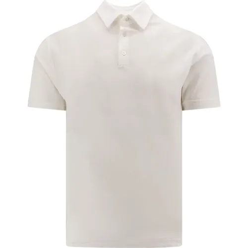 Weiße T-Shirt mit kurzen Ärmeln und Knopfverschluss - Zanone - Modalova