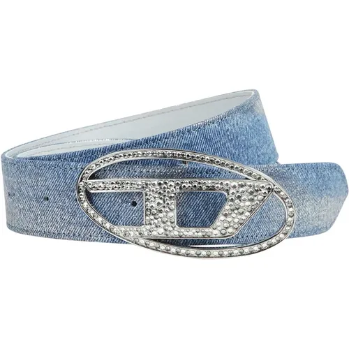 Oval Logo Strass Belt , female, Sizes: 80 CM, 85 CM - Diesel - Modalova