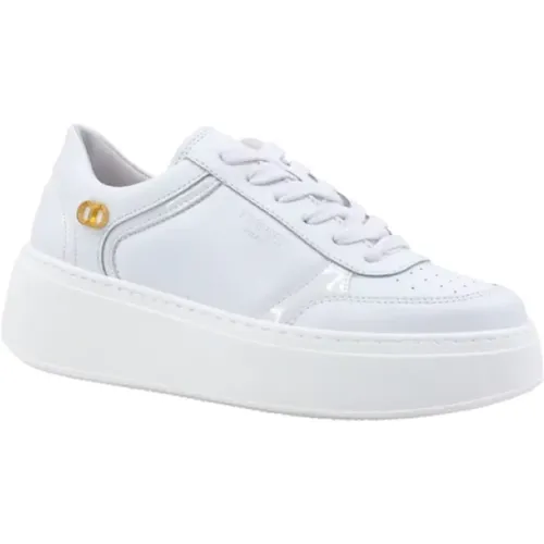 Weiße Leder-Plateau-Sneakers , Damen, Größe: 40 EU - Twinset - Modalova