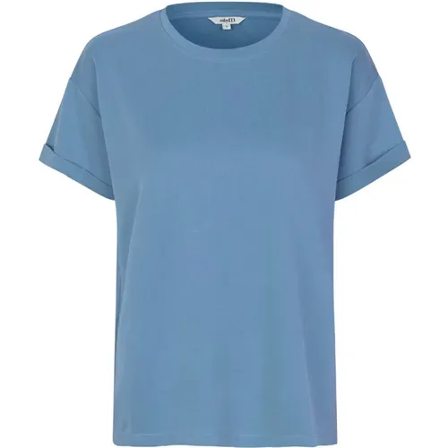Hellblaues T-Shirt mit umgeschlagenem Ärmel Amana , Damen, Größe: L - MbyM - Modalova
