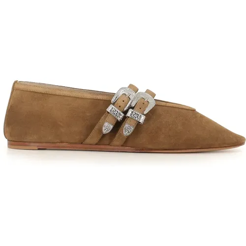 Suede Sandal with Silver Buckles , female, Sizes: 3 1/2 UK, 5 1/2 UK, 5 UK - Le Monde Beryl - Modalova