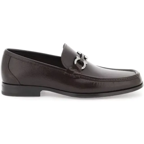 Loafer aus geprägtem Leder mit Gancini-Verzierungen , Herren, Größe: 41 EU - Salvatore Ferragamo - Modalova