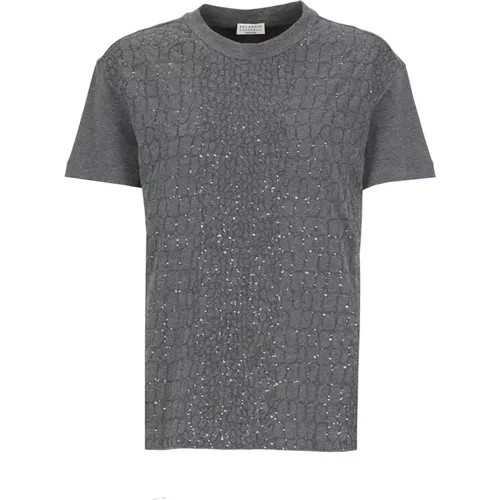 T-shirts and Polos Grey , female, Sizes: XS - BRUNELLO CUCINELLI - Modalova