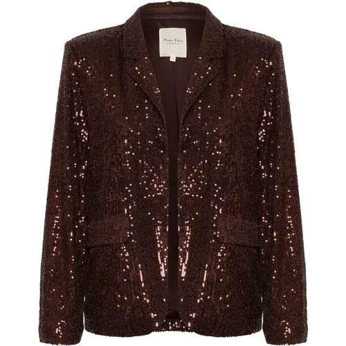 Sequin Blazer with Classic Collar and Flap Pockets , female, Sizes: L - Part Two - Modalova