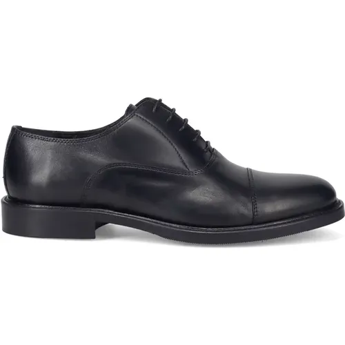 Klassische schwarze flache Schuhe , Herren, Größe: 44 EU - Sangiorgio - Modalova