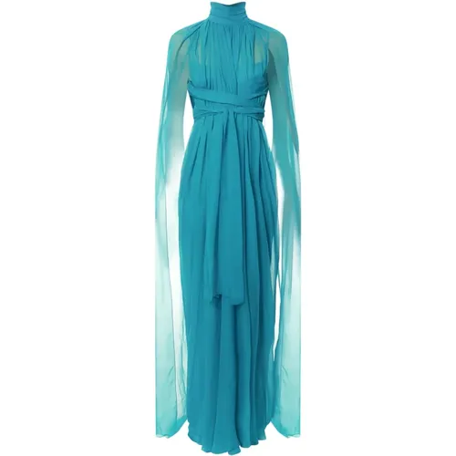 Silk Dress with V Neckline , female, Sizes: XL - alberta ferretti - Modalova