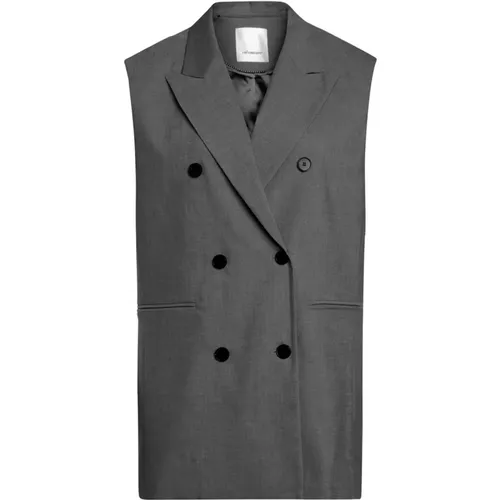 Oversize Vest with Open Collar and Buttons , female, Sizes: XL, M, XS - Co'Couture - Modalova