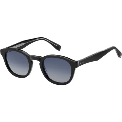 Schwarzer Rahmen Blaue Gläser Sonnenbrille - Tommy Hilfiger - Modalova