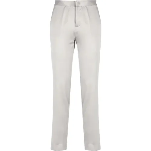 Silver Cotton Trousers with Front Zip , female, Sizes: XS - Fabiana Filippi - Modalova