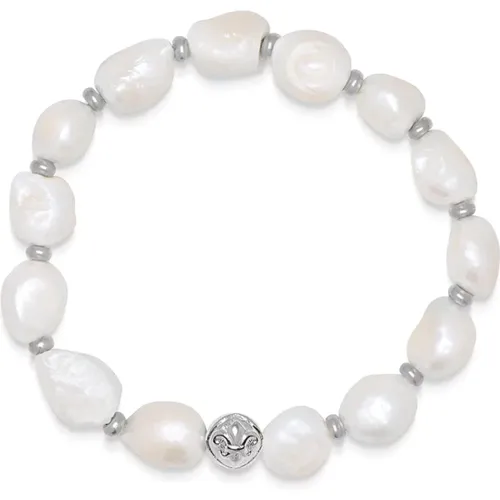 Wristband with Baroque Pearl and Silver - Nialaya - Modalova