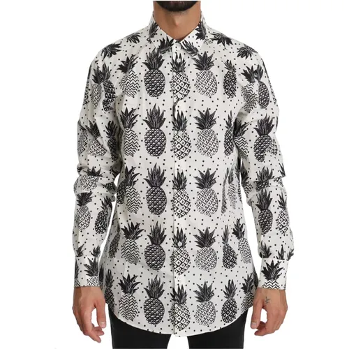 Weißes Ananas Baumwolltop Shirt , Herren, Größe: S - Dolce & Gabbana - Modalova