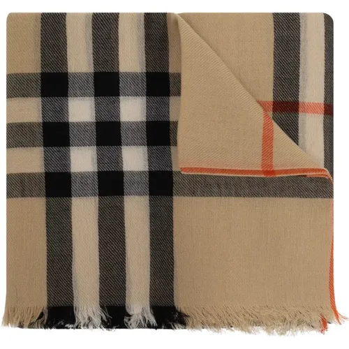 Wool scarf with check pattern , unisex, Sizes: ONE SIZE - Burberry - Modalova