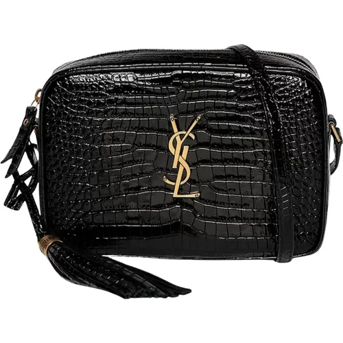 LOU Camera BAG IN Crocodile-Embossed Shiny Leather , female, Sizes: ONE SIZE - Saint Laurent - Modalova