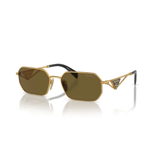 Pale Gold/Dark Brown Sunglasses A51S , female, Sizes: 58 MM - Prada - Modalova