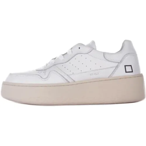 Leather Sneakers with Perforated Details , female, Sizes: 8 UK - D.a.t.e. - Modalova