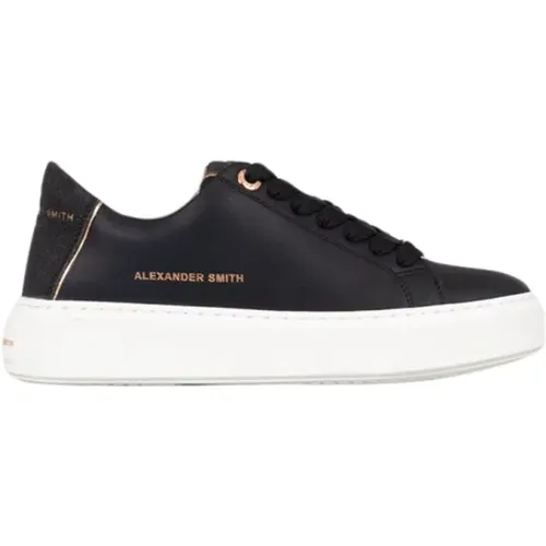 London Frau Schwarz Gold Sneakers , Damen, Größe: 35 EU - Alexander Smith - Modalova