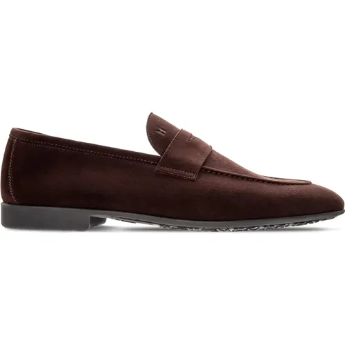 Dunkelbraune Wildleder Loafer Schuhe , Herren, Größe: 42 1/2 EU - Moreschi - Modalova