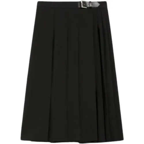 Wool Midi Kilt Skirt , female, Sizes: S - Max Mara Studio - Modalova