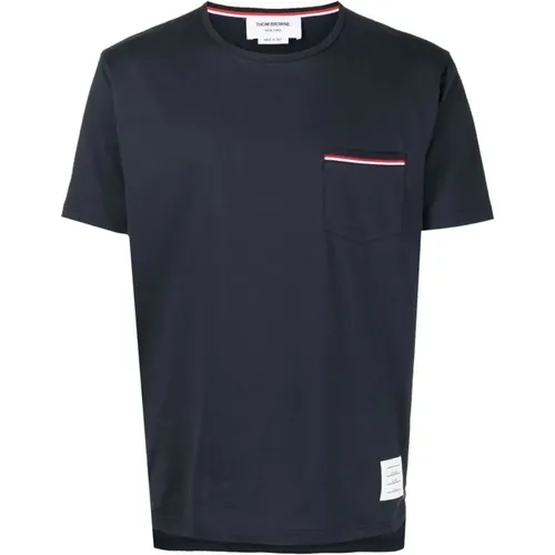 RWB Tasche T-Shirt Jersey Baumwolle Marineblau , Herren, Größe: L - Thom Browne - Modalova