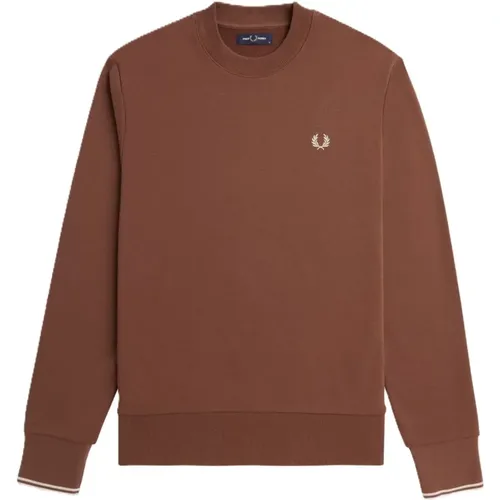 Brauner Rundhalsausschnitt Pullover , Herren, Größe: S - Fred Perry - Modalova