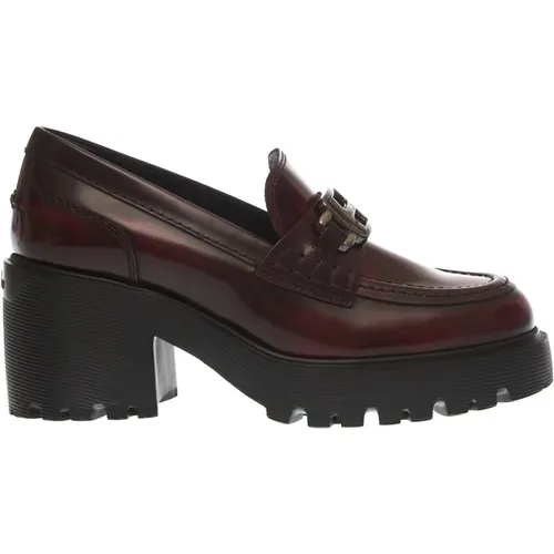 Bordeaux Leder Loafers Aw23 , Damen, Größe: 36 EU - Hogan - Modalova