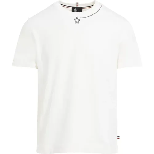 Cremefarbenes T-Shirt mit kurzen Ärmeln , Herren, Größe: 2XL - Moncler - Modalova