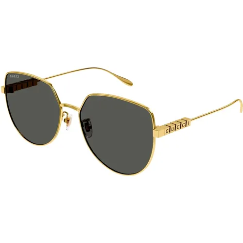 Gold/Grey Sonnenbrillen , Damen, Größe: 58 MM - Gucci - Modalova