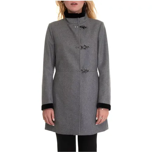 Woolen Coat with Hook Fastening , female, Sizes: L, M, XL - Fay - Modalova
