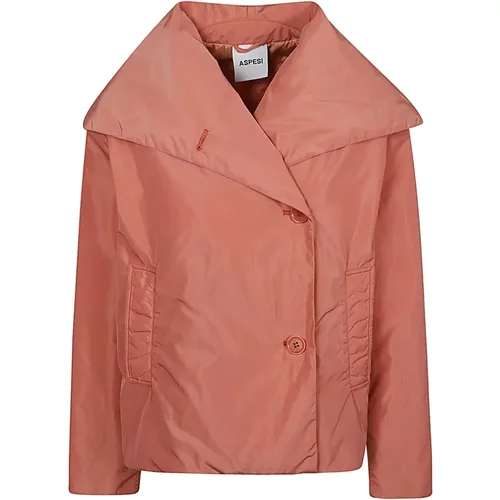 Rosa Jacke mit Breitem Kragen , Damen, Größe: L - Aspesi - Modalova