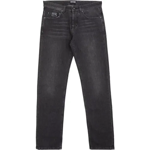 Schwarze Gewaschene Slim Fit Jeans , Herren, Größe: W30 - Versace Jeans Couture - Modalova