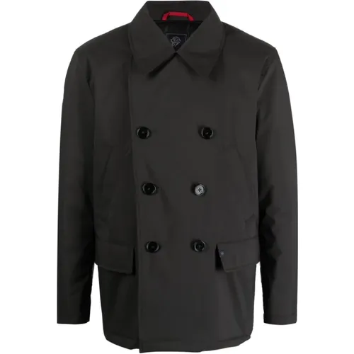 Schwarzer Zweireihiger Mantel , Herren, Größe: 2XL - Fay - Modalova