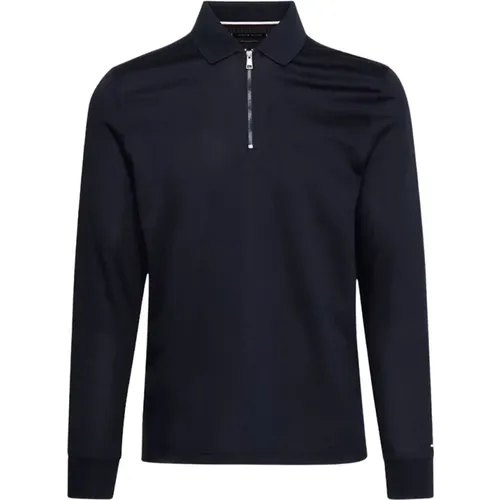 Blaues DC Zipls Reg Polo T-Shirt , Herren, Größe: S - Tommy Hilfiger - Modalova