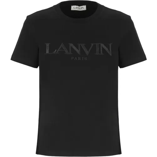 Cotton T-shirt with Embroidered Logo , female, Sizes: XS - Lanvin - Modalova
