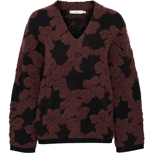 Brauner Jacquard Cutout Flower Pullover , Damen, Größe: 2XL - InWear - Modalova