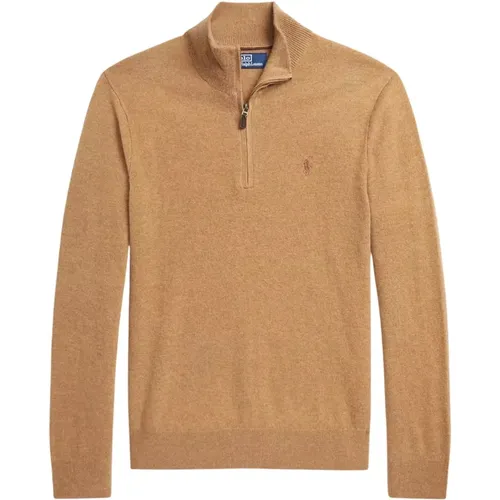 Wollbeiger Pullover mit Reißverschluss und Logo - Ralph Lauren - Modalova