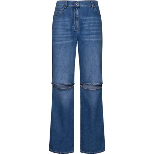 Blaue Bootcut Jeans mit Cut-Out - JW Anderson - Modalova