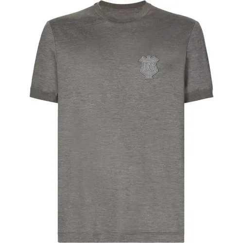 Grey T-shirts and Polos Slim Crest , male, Sizes: L, M, S, XL - Dolce & Gabbana - Modalova