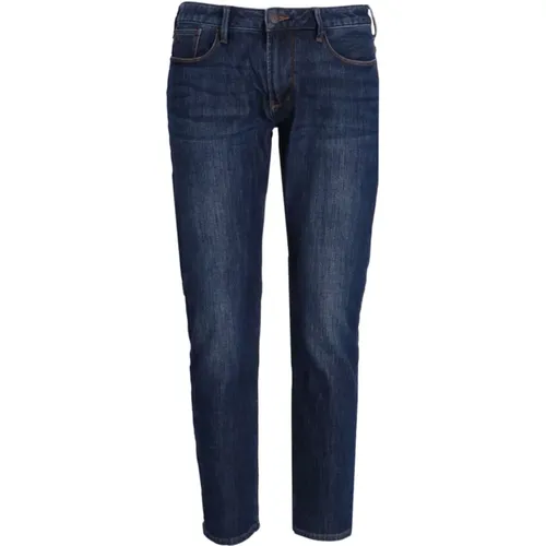 Blaue Gewaschene Denim Jeans , Herren, Größe: W33 - Emporio Armani - Modalova
