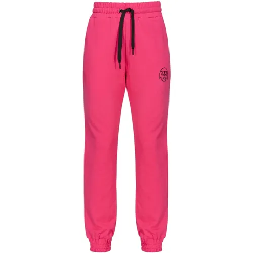 Joggers with glossy Love Birds logo , female, Sizes: L - pinko - Modalova